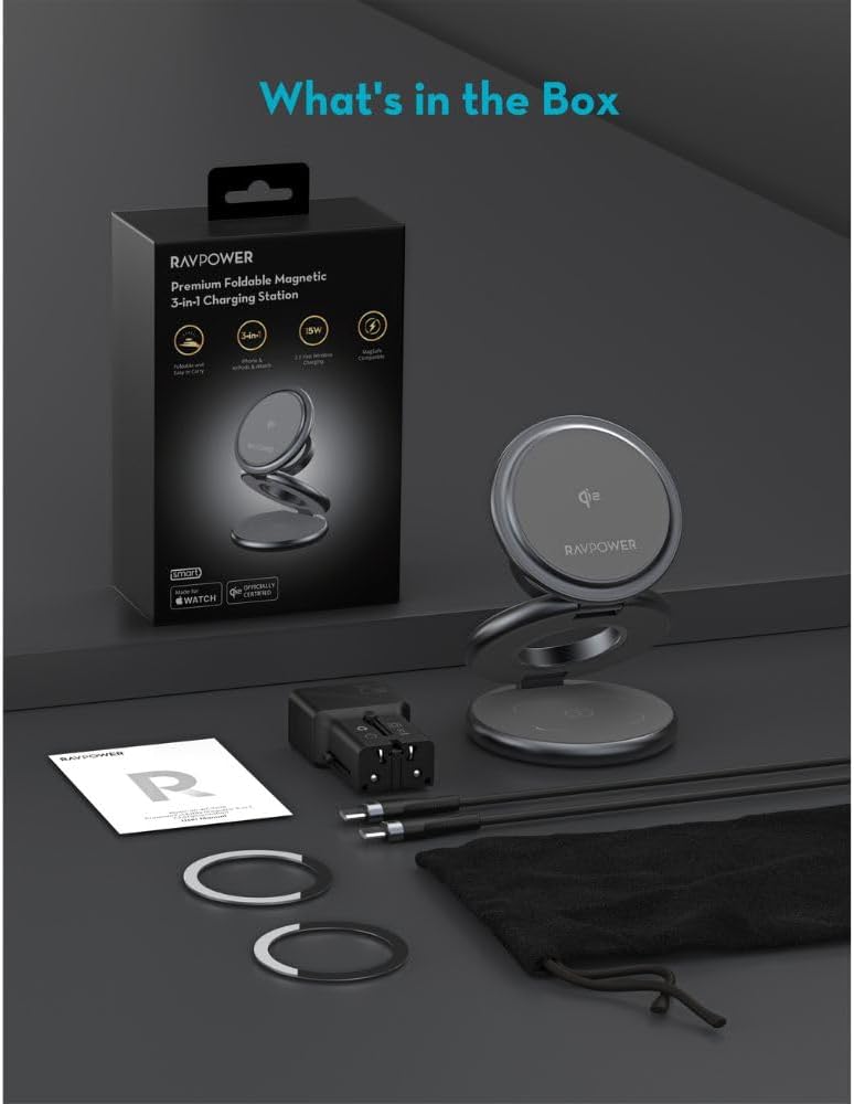 RAVPower RP-WC1008 Foldable 3-in-1 15W Wireless Charger