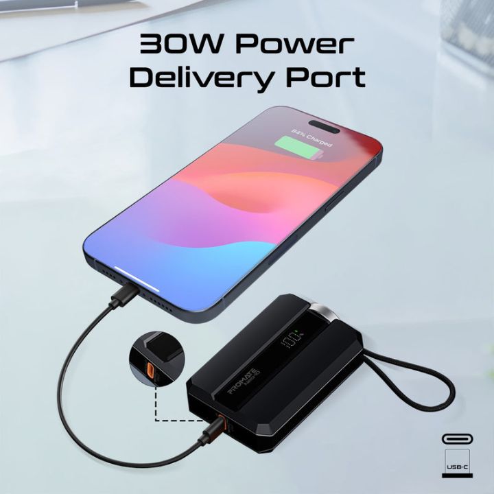Promate Neo-10 10000mAh 30W Power Bank with Apple Watch Charger