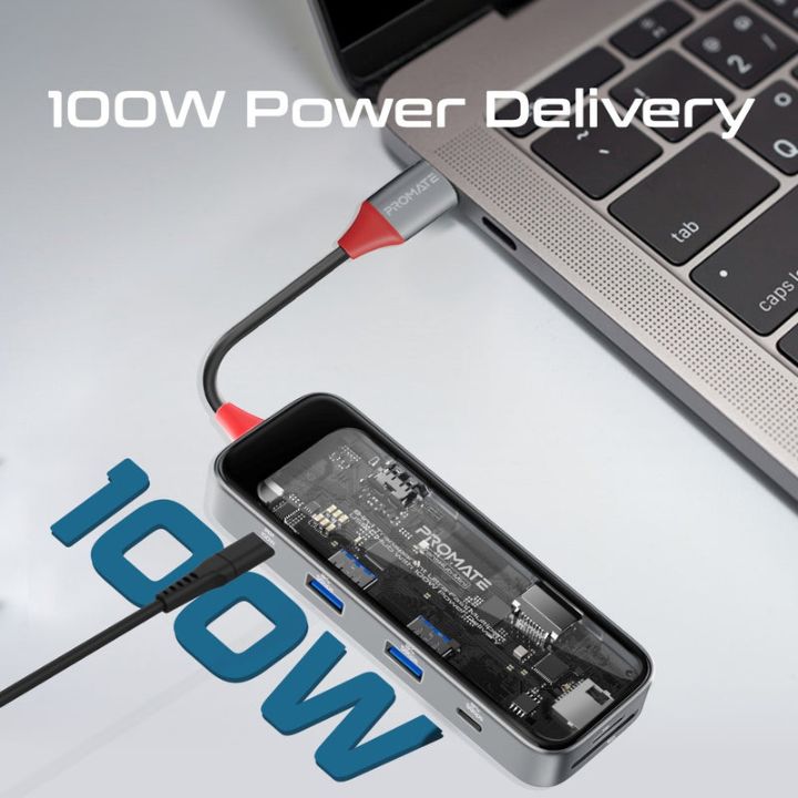 Promate TransHub-Mini 8-in-1 100W USB-C Hub