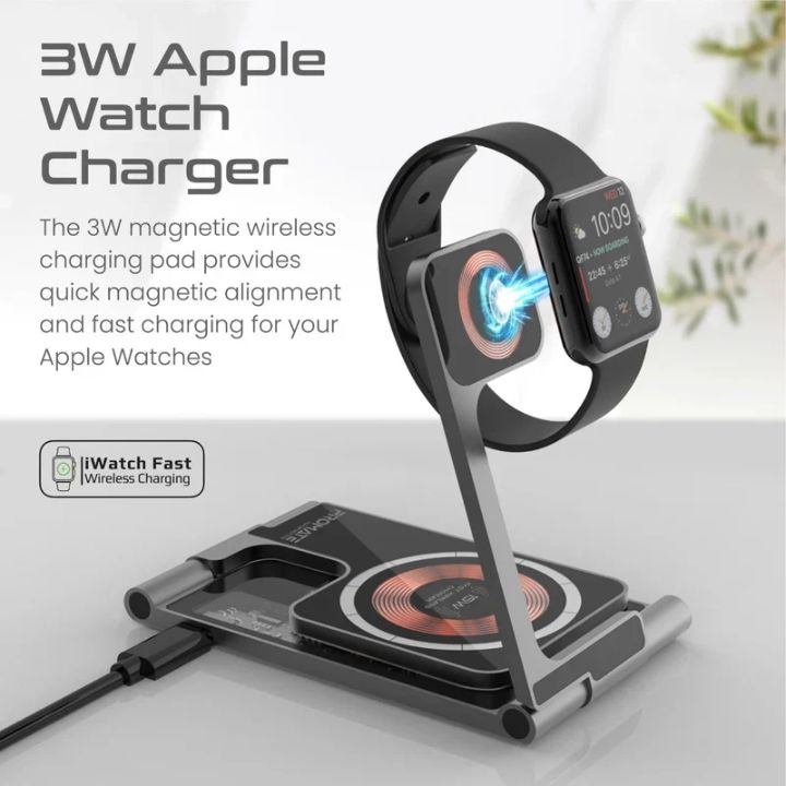 Promate AuraFold-Trio 15W 3-in-1 Wireless Charger