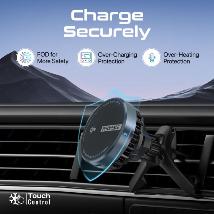 Promate MagChill-Qi2 15W Qi2 Car Charger Mount