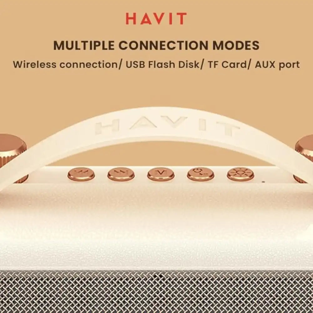 HAVIT Portable Bluetooth Speaker with Mic & RGB Lights - Beige