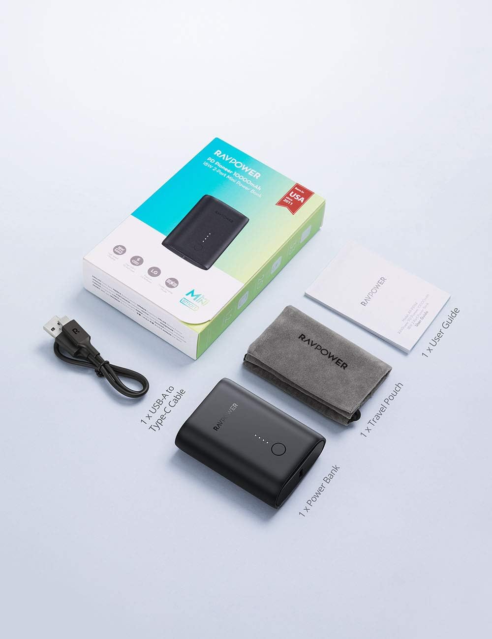 RAVPower RP-PB194 10000mAh 18W PD + QC 2-Port Power Bank