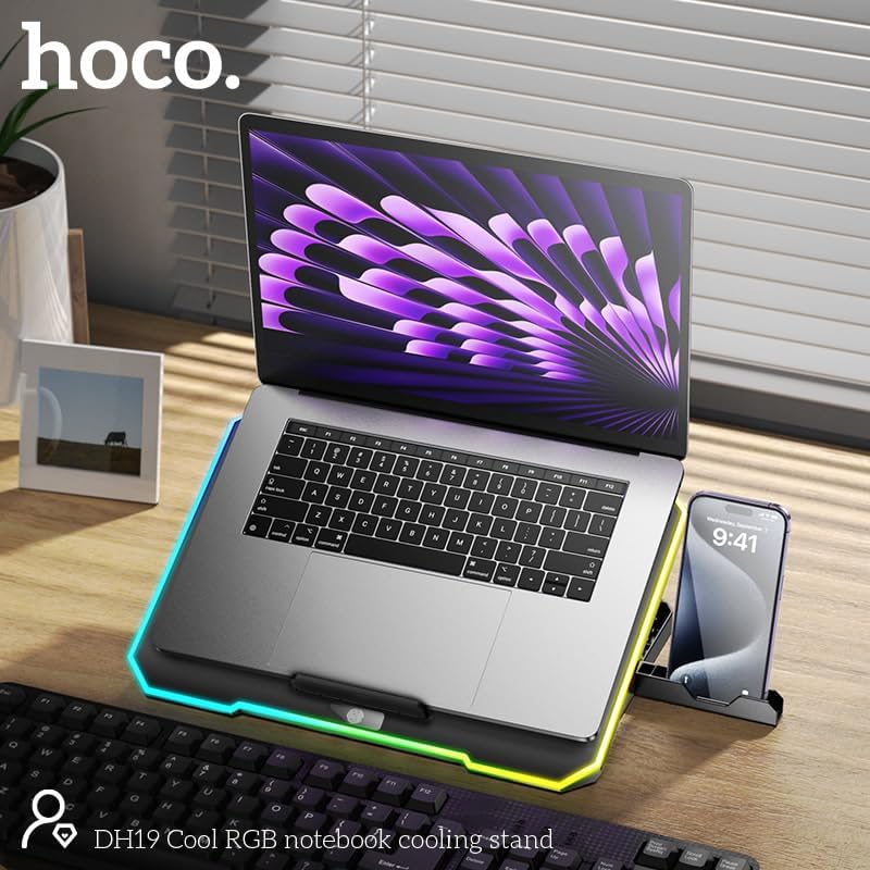 HOCO DH19 Laptop Cooling Stand with RGB & Phone Holder
