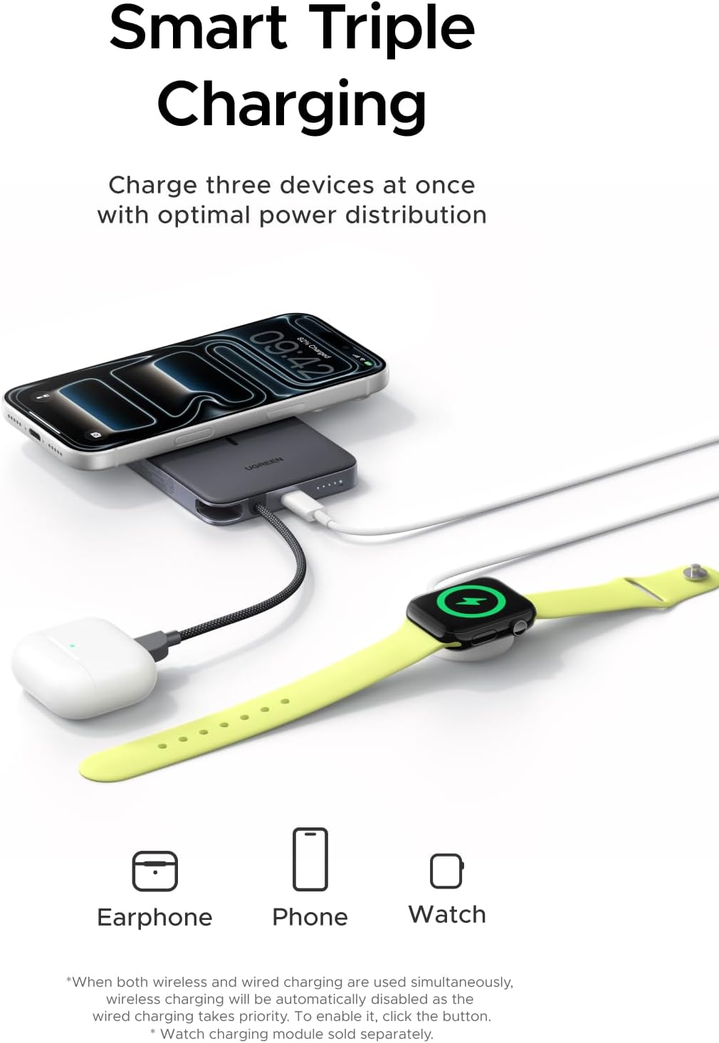 UGREEN PB567 Magnetic Wireless 10000mAh 30W Power Bank