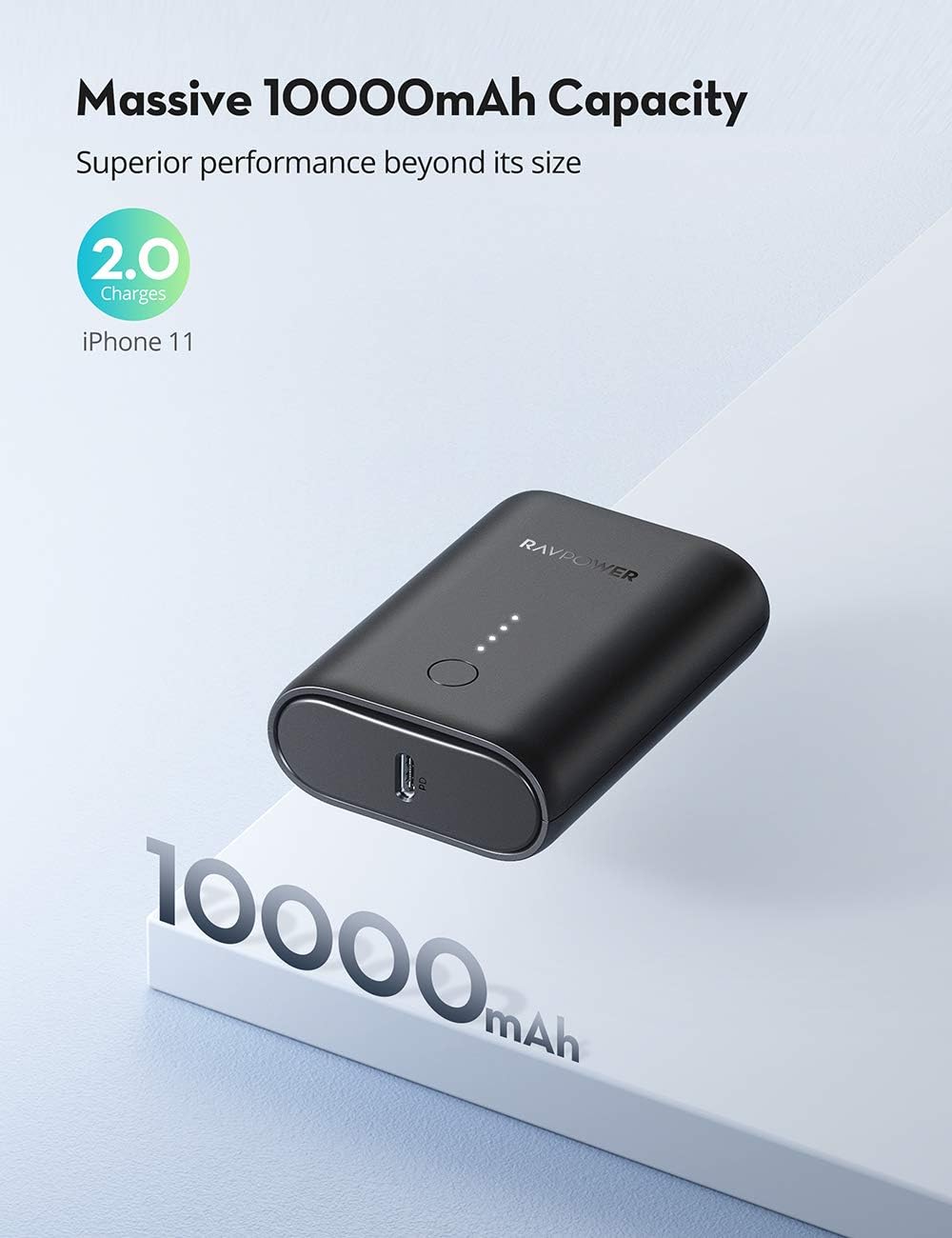 RAVPower RP-PB194 10000mAh 18W PD + QC 2-Port Power Bank