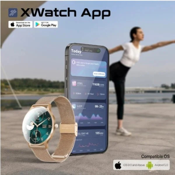 Promate xWatch-US13 1.32" Curved AMOLED Fitness Tracker Smartwatch