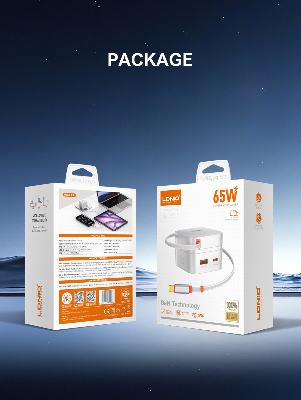 LDNIO Q9 Fast Charger with Retractable Cable - 33W & 65 W