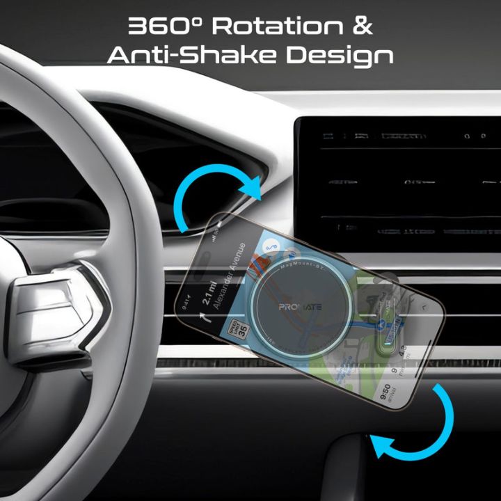 Promate MagMount-BT 15W Car Charger & ENC Earphone
