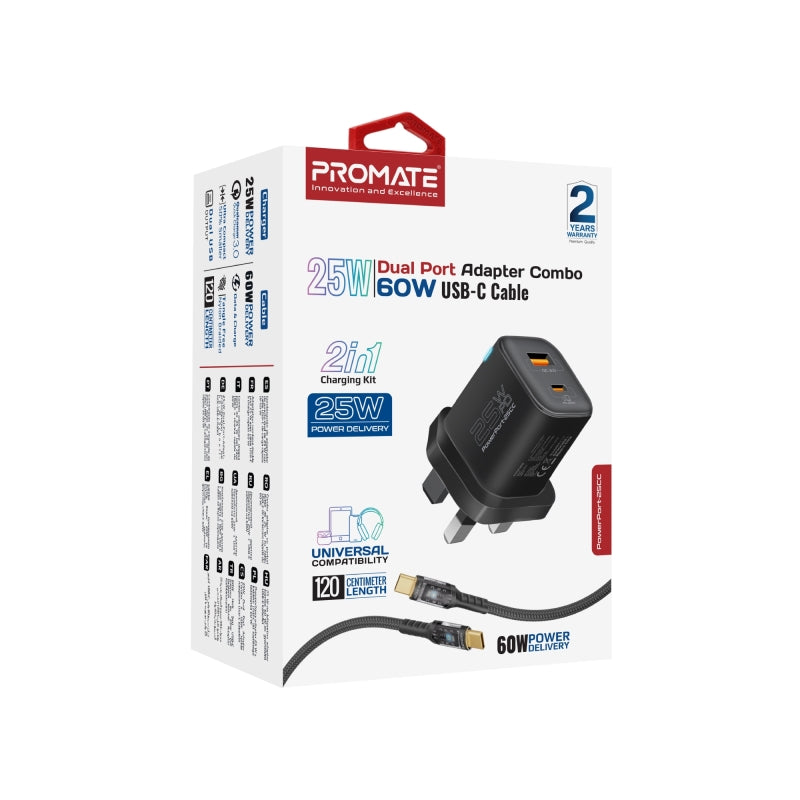 Promate PowerPort 25CC 25W Charger with Cable