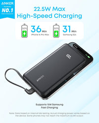 Anker Zolo 10000mAh 22.5W Power Bank with Built-In USB-C Cable