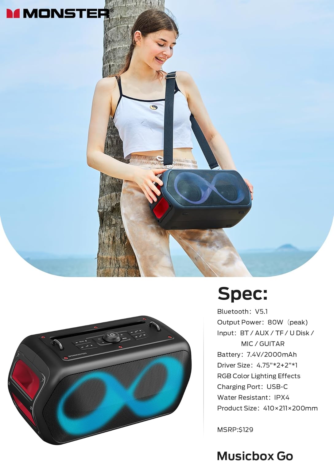 Monster MusicBox Go Portable Bluetooth Speaker
