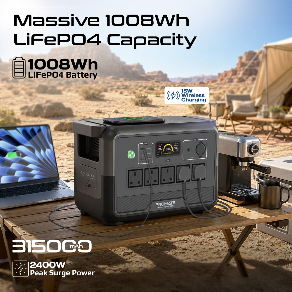 Promate PowerTank-1200 1200W 1008Wh LiFePO4 Power Station