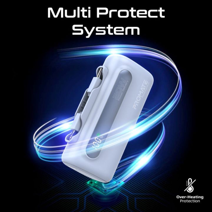 Promate PowerUp-Duo 5000mAh 20W Dual-Connector Power Bank