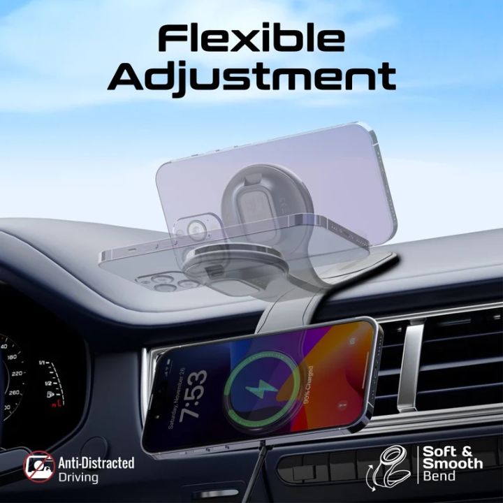 Promate LaxMount-15W Flexible Wireless Car Charger