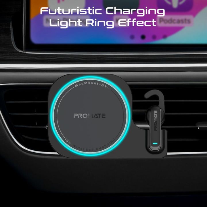Promate MagMount-BT 15W Car Charger & ENC Earphone