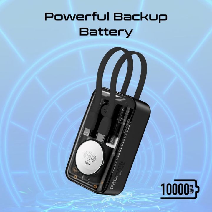 Promate Mavrix 10000mAh 35W Power Bank with Built-In Cables