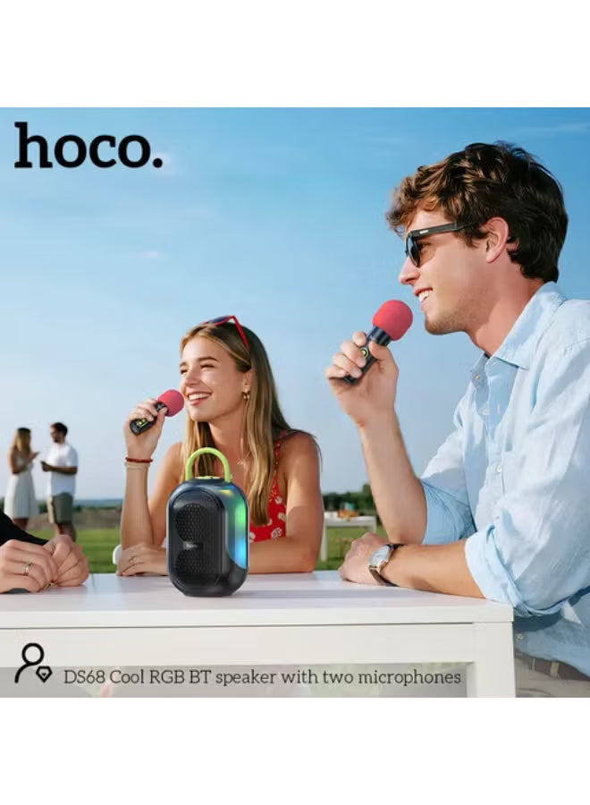 HOCO DS68 RGB Bluetooth Speaker with Dual Wireless Microphones