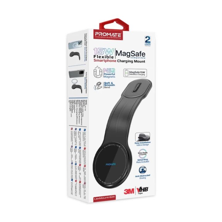 Promate LaxMount-15W Flexible Wireless Car Charger