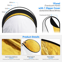 Neewer 10071555 5-in-1 Collapsible Oval Light Reflector