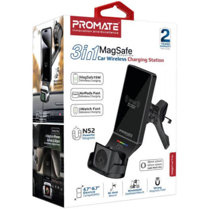 Promate MagDrive-Trio 15W 3-in-1 Car Charger