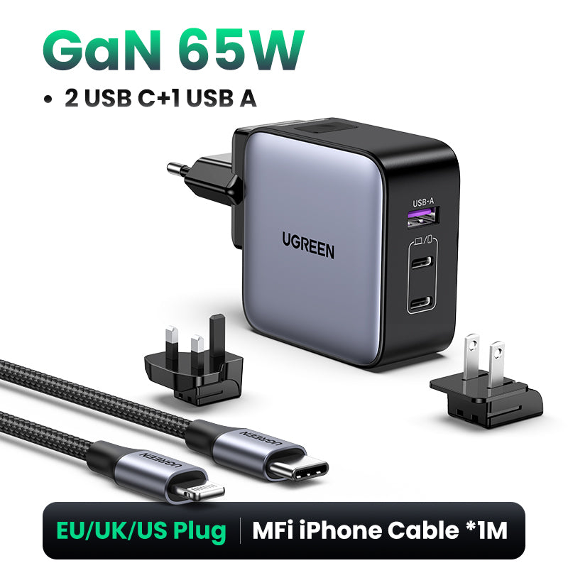 Ugreen CD296 Nexode 65W 3 Port GaN Charger