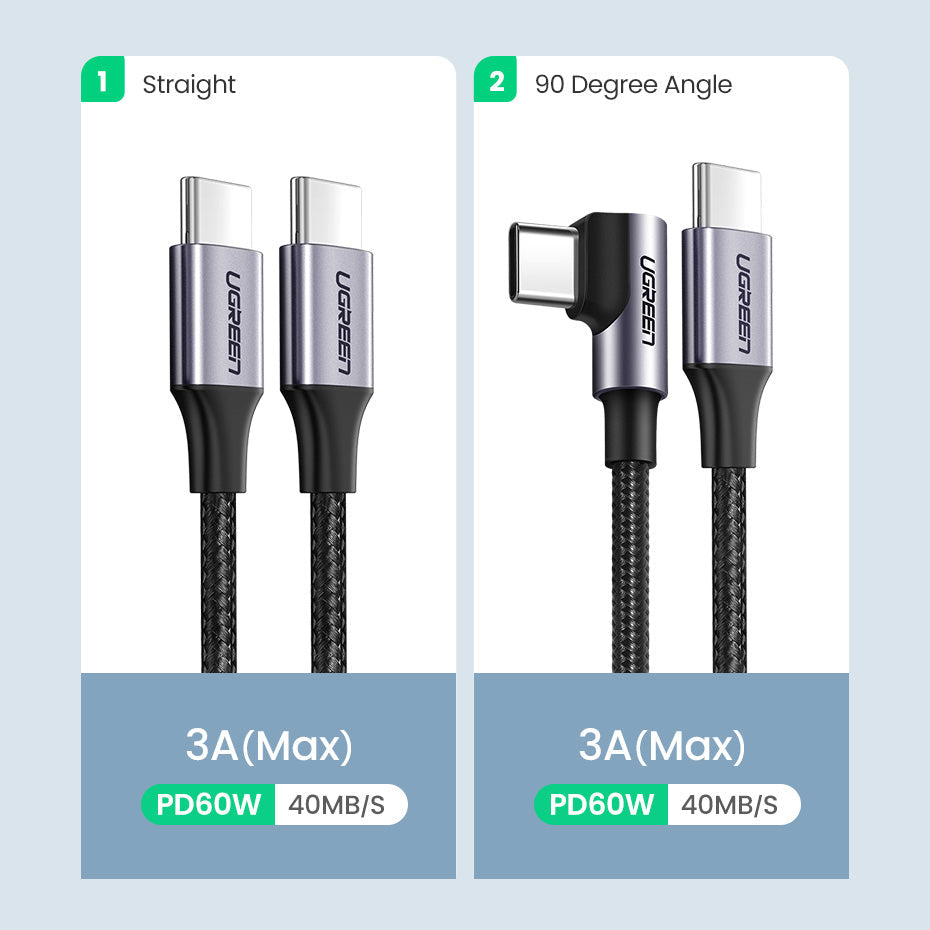 Ugreen US261 100W USB C to USB C Round Cable 1m