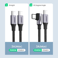 Ugreen US261 100W USB C to USB C Round Cable 1m