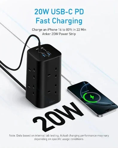 Anker USB Power Strip (12-in-1, 20W) - Black
