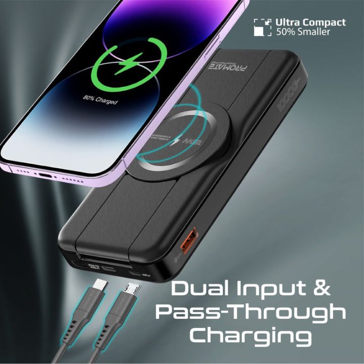 Promate PowerPack-Fold 10000mAh 5-in-1 Power Bank