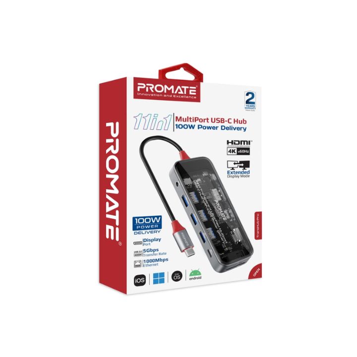 Promate TransHub-Pro 11-in-1 100W USB-C Hub