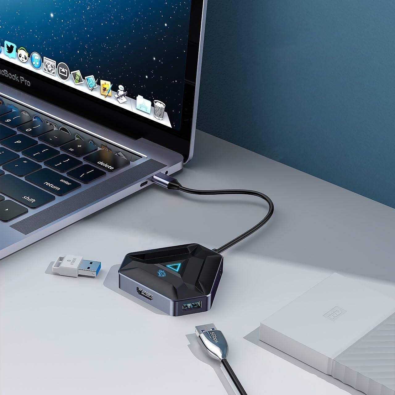 Porodo Gaming 6-in-1 USB-C Hub 100W PD