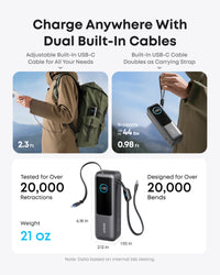 Anker 25K 165W Laptop Power Bank with Built-In & Retractable Cables