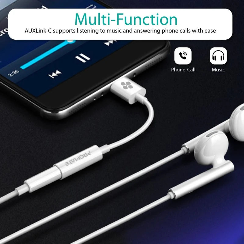 Promate AUXLink C USB C to 3.5mm AUX Adapter