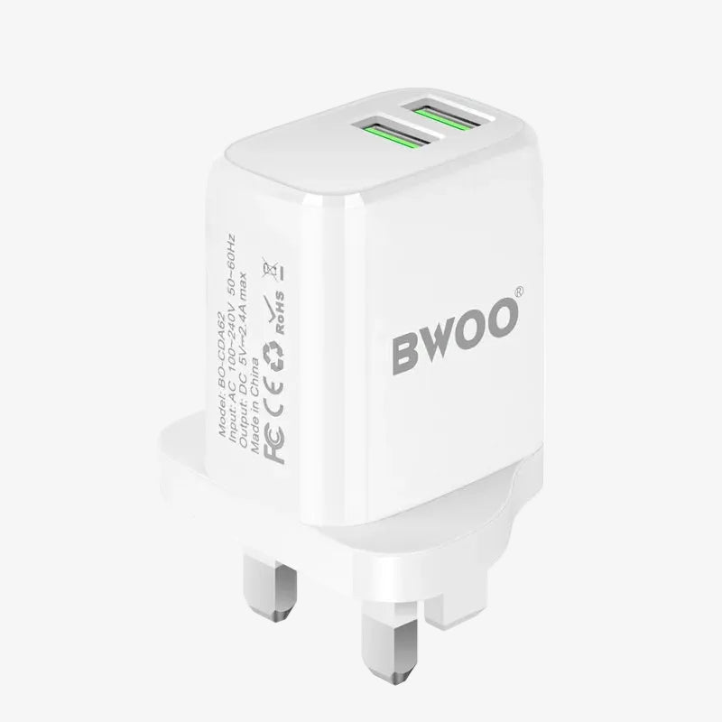 BWOO CDA62 12W Dual USB Wall Charging Kit