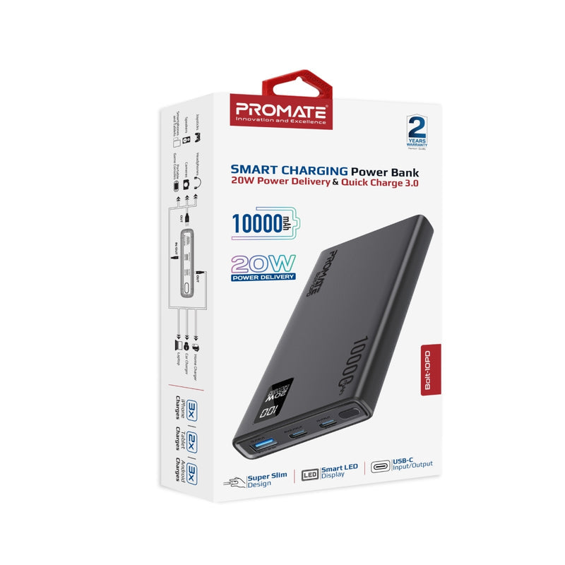 Promate Bolt-10PD+ 10000mAh 22.5W Slim Power Bank