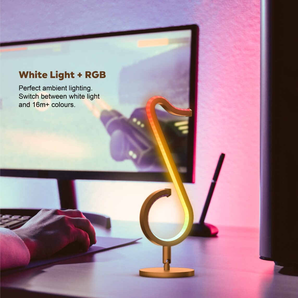 Porodo Brite 12W RGBW Smart LED Desk Lamp with Wi-Fi & Voice Control