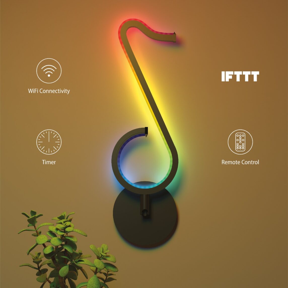 Porodo Brite 12W RGBW Smart LED Desk Lamp with Wi-Fi & Voice Control