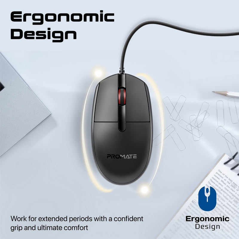 Promate CM 1200 Wired Optical Mouse