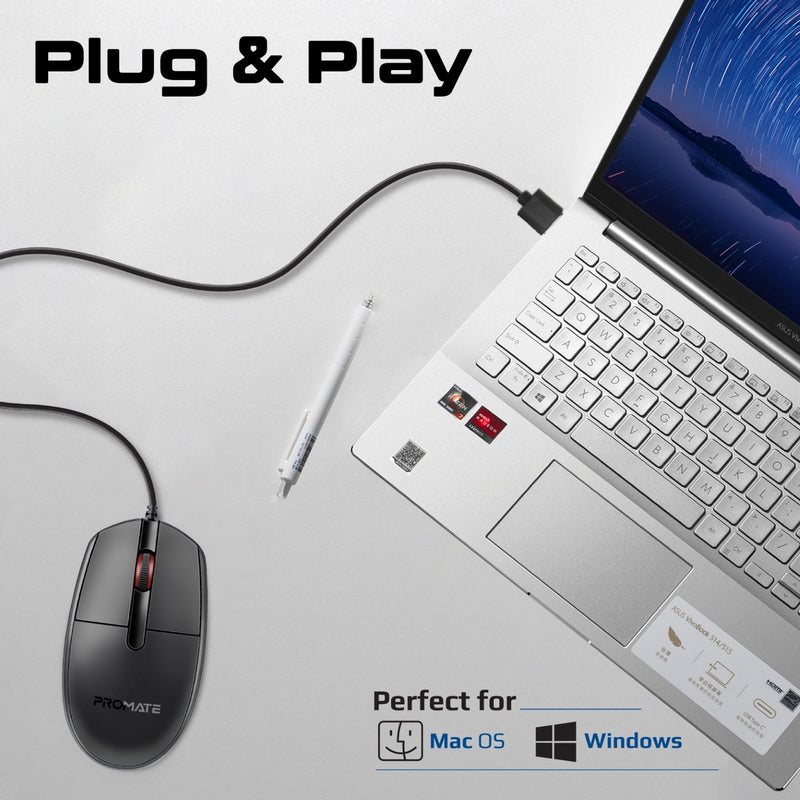 Promate CM 1200 Wired Optical Mouse