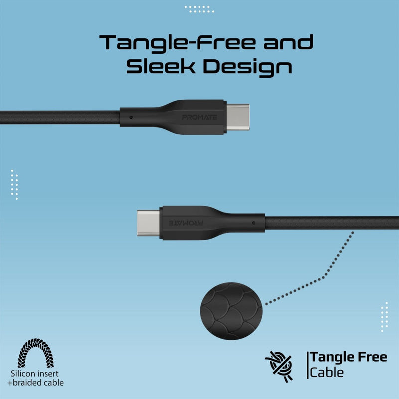 Promate CableKit CC 60W 3 Piece USB C Cable Kit