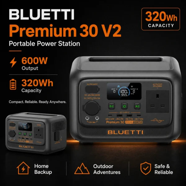 Bluetti Premium 30 V2 600W 320Wh Portable Power Station