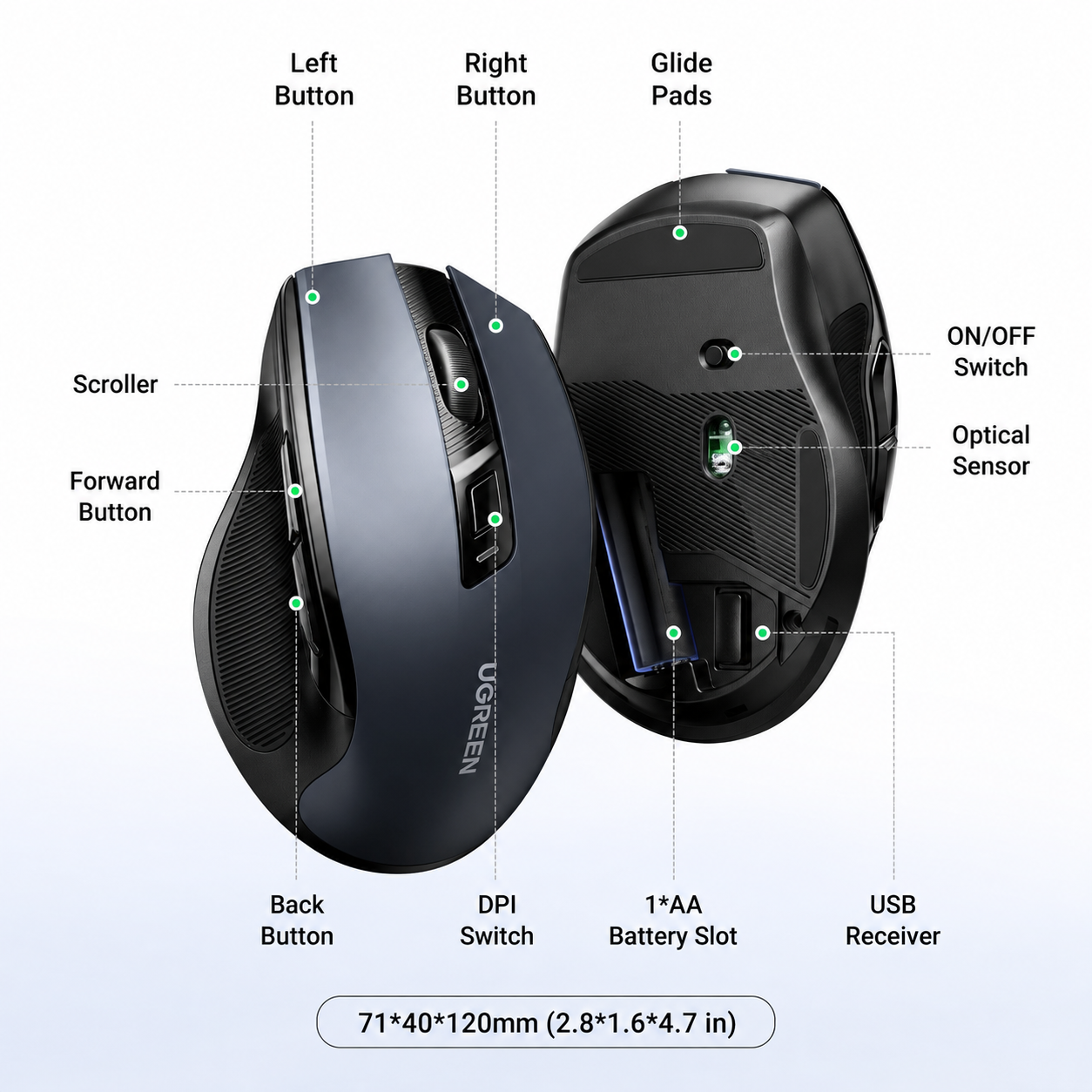 Ugreen MU006 4000DPI Silent Wireless Mouse