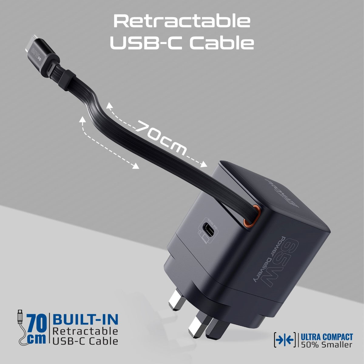 Promate Cubix R65 retractable cable extended