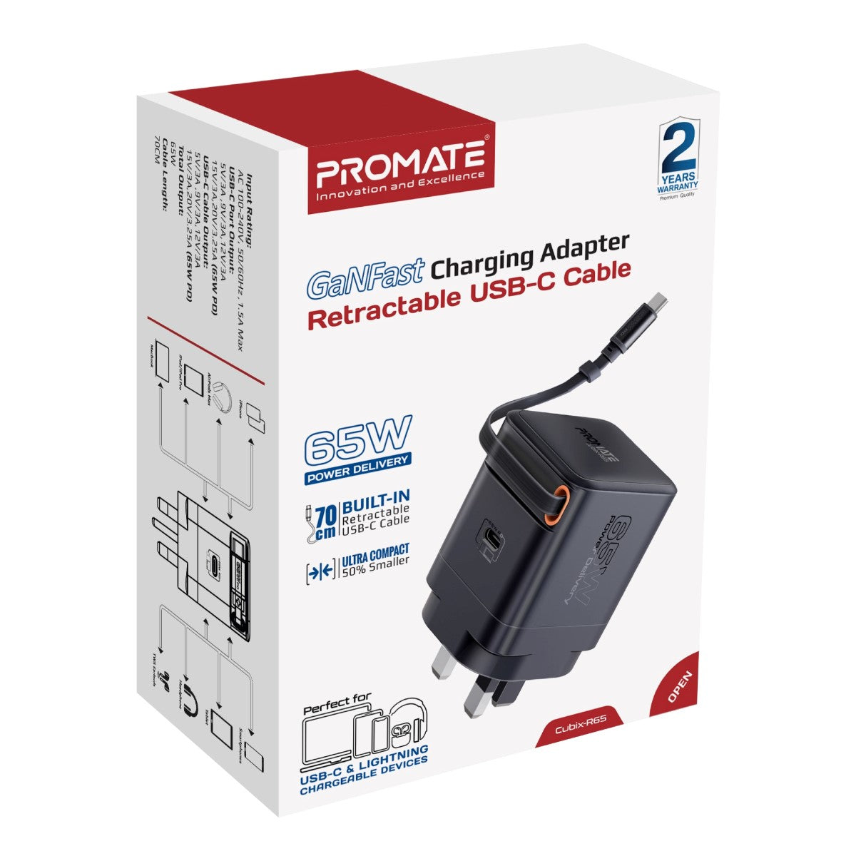 Promate Cubix R65 charging a laptop