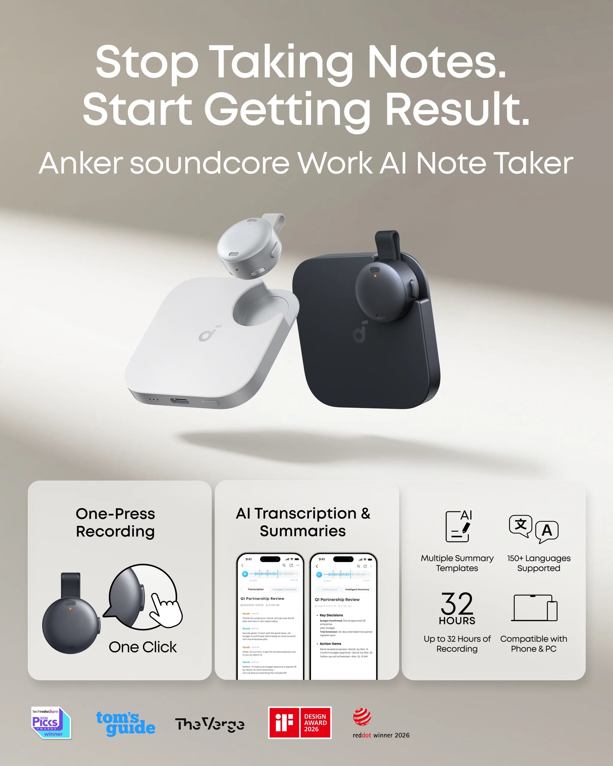 Soundcore Work AI Voice Recorder - 8GB