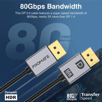 Promate DPLink-16K DisplayPort 2.0 16K@60Hz Cable 2M