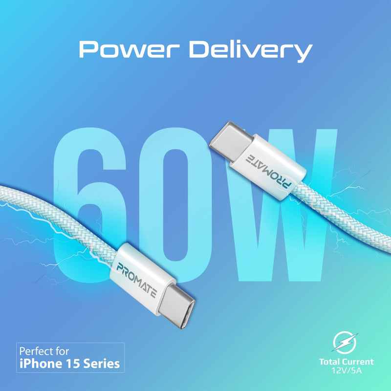 Promate EcoLine CC120 60W Braided USB C Cable