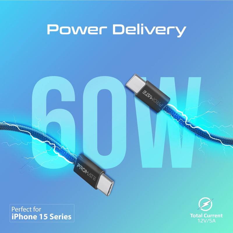 Promate EcoLine CC120 60W Braided USB C Cable
