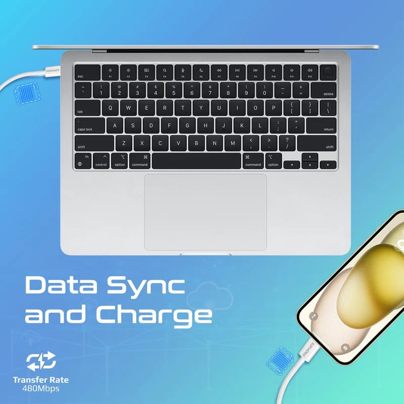 Promate EcoLine CC120 60W Braided USB C Cable